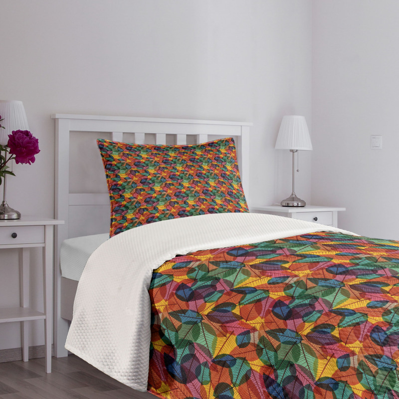 Colorful Abstract Leaf Bedspread Set