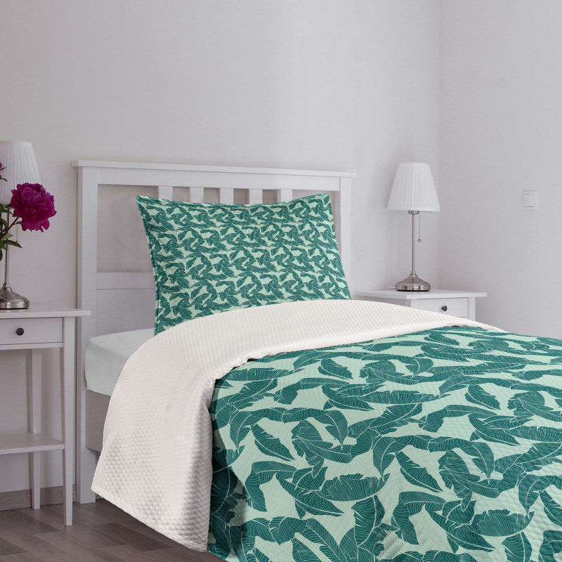 Abstract Palm Leaves Bedspread Set