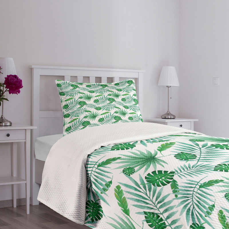 Watercolor Leafage Bedspread Set