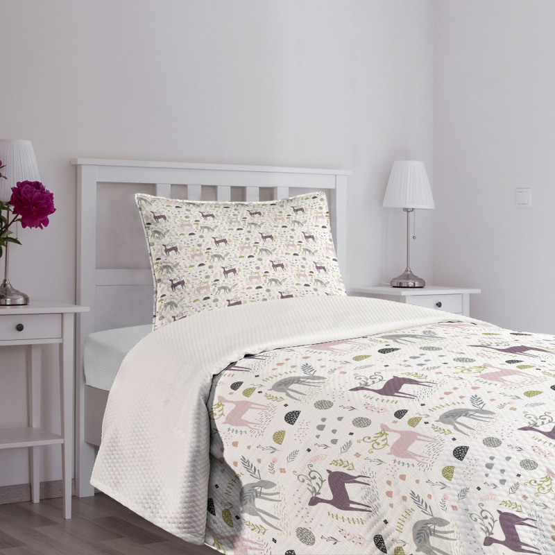 Woodland Deer Leaves Bedspread Set