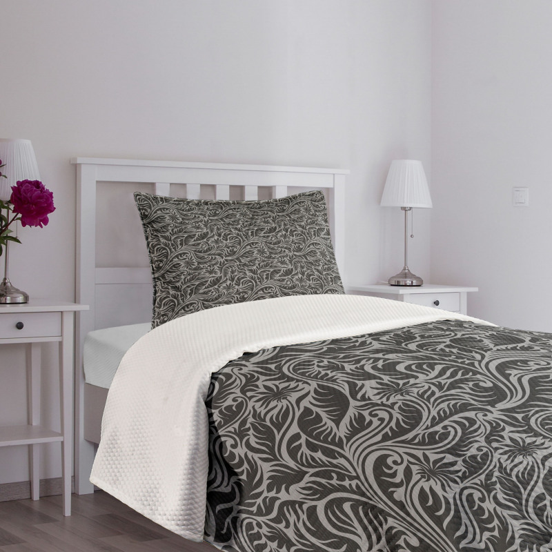 Fern Leaves Flowers Bedspread Set