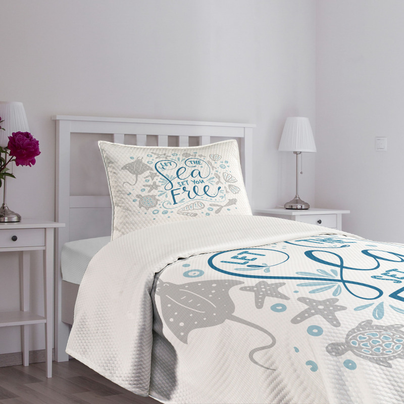 Marine Words with Fish Bedspread Set