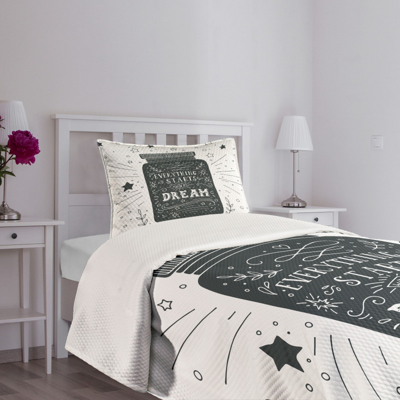 Saying on Jar with Stars Bedspread Set