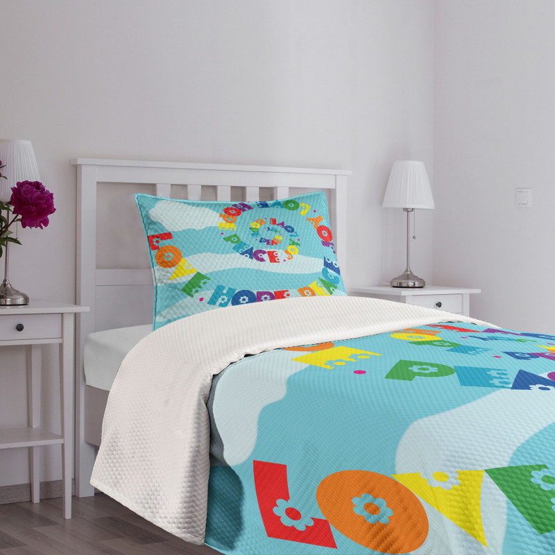 Love Hope Peace Joy Words Bedspread Set