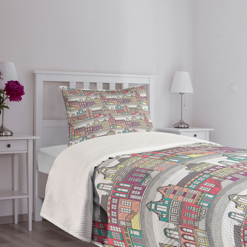 Amsterdam Sketch Houses Bedspread Set