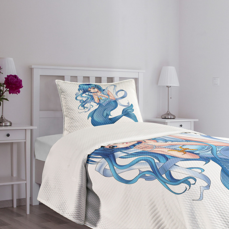 Manga Style Pisces Girl Bedspread Set