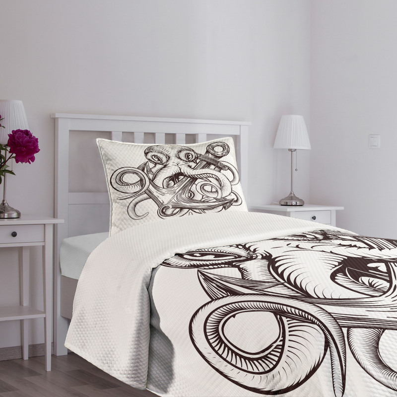 Octopus Tattoo Design Bedspread Set