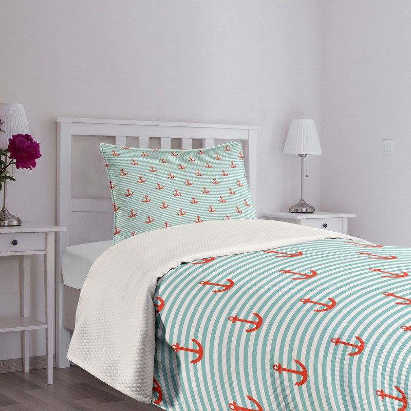 Pastel Stripes Naval Bedspread Set