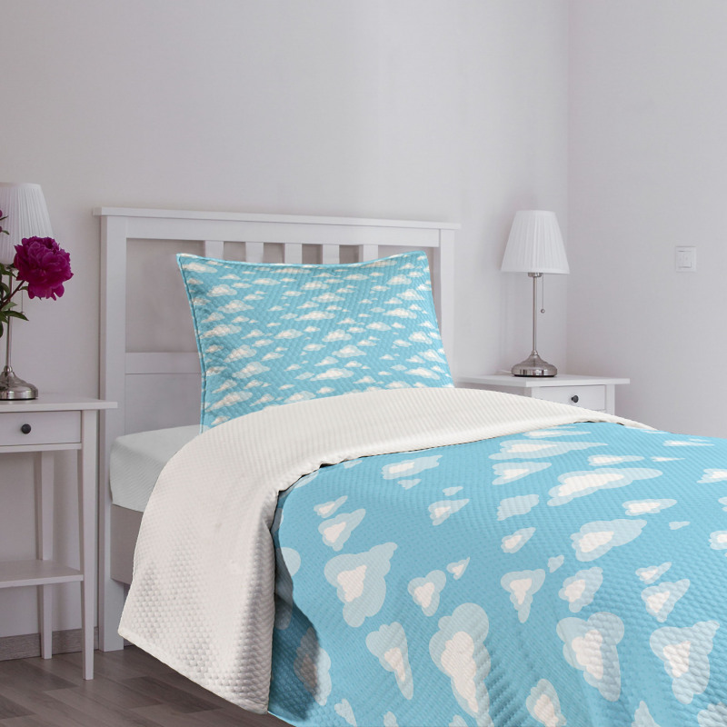 Cartoon Sky Clouds Bedspread Set