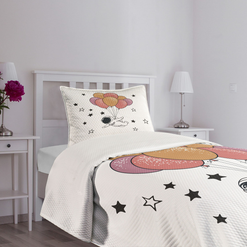 Astronaut with Balloons Bedspread Set