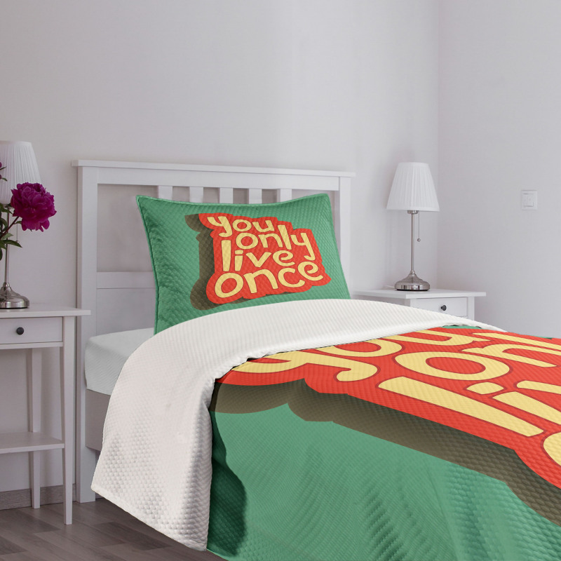 Retro Inspirational Words Bedspread Set