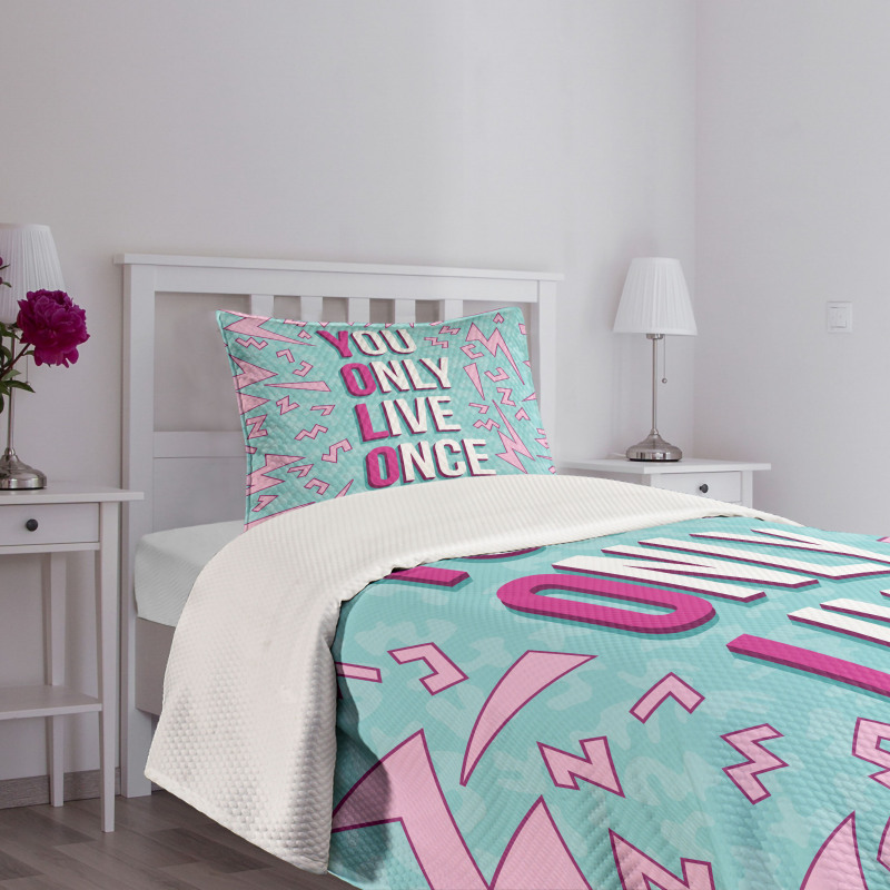 Abstract Shapes and Words Bedspread Set