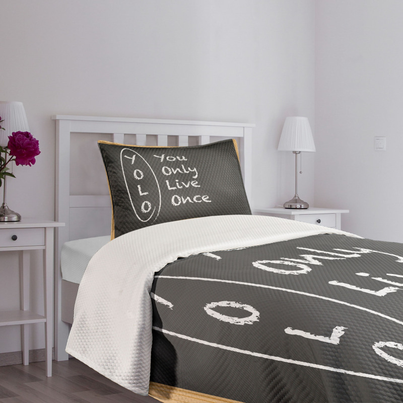 Life Words on Chalkboard Bedspread Set