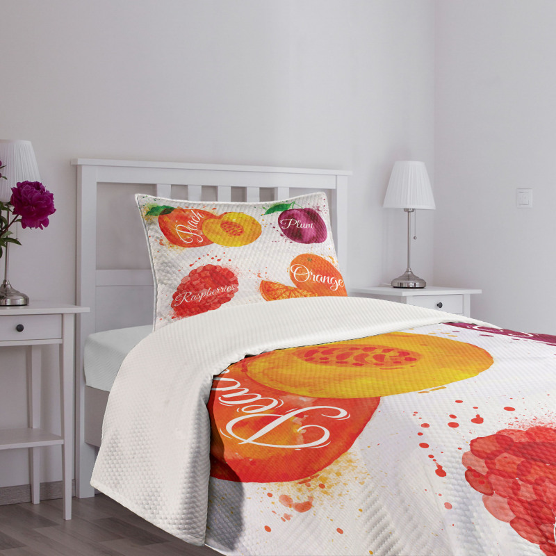 Peach Raspberry and Plum Bedspread Set