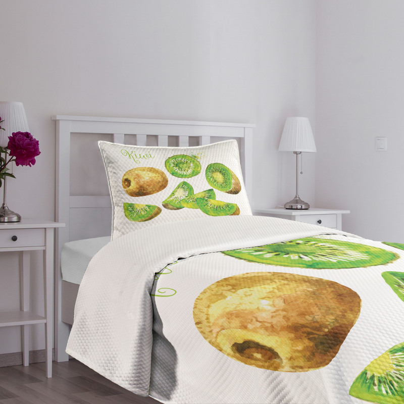 Exotic Vegan Kiwi Pattern Bedspread Set