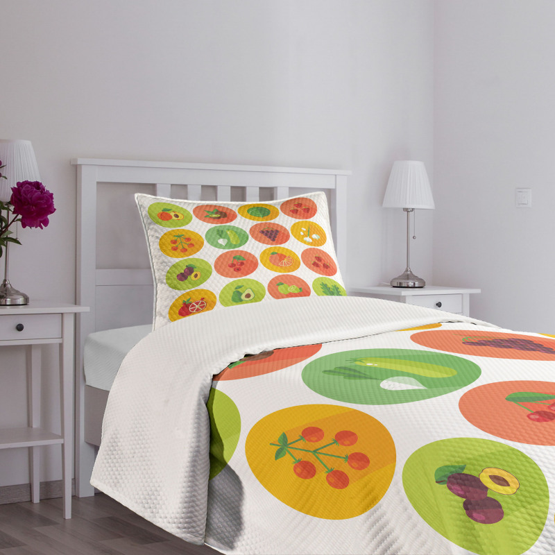 Garlic Grape Kale Plum Bedspread Set