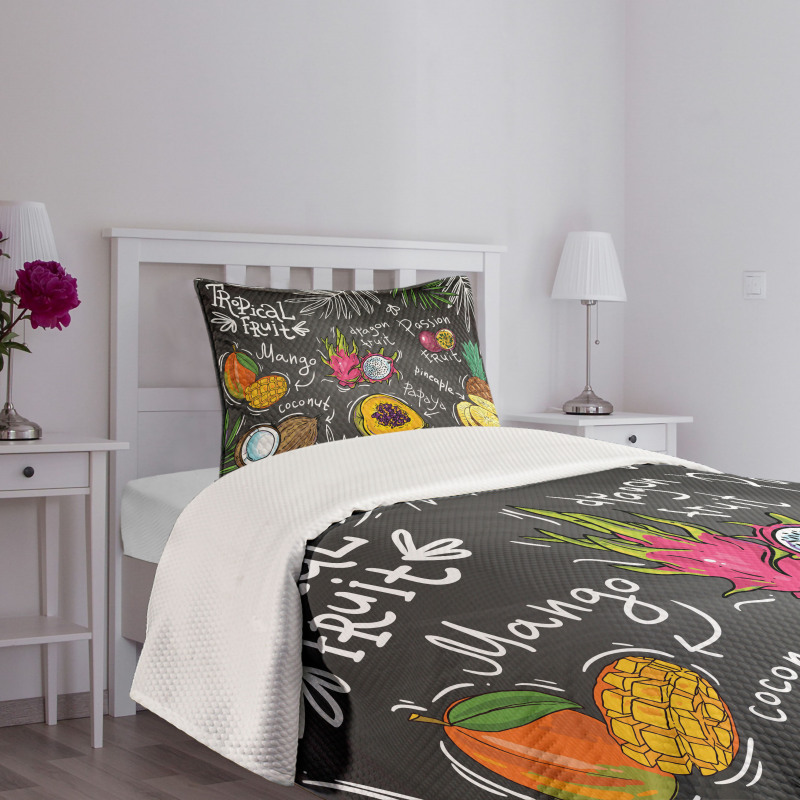 Mango Dragon Fruit Papaya Bedspread Set