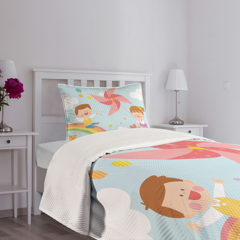 Children on Rainbow Bedspread Set