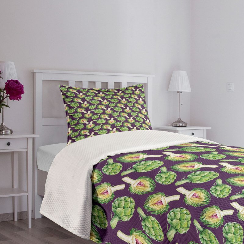 Artichokes Purple Bedspread Set