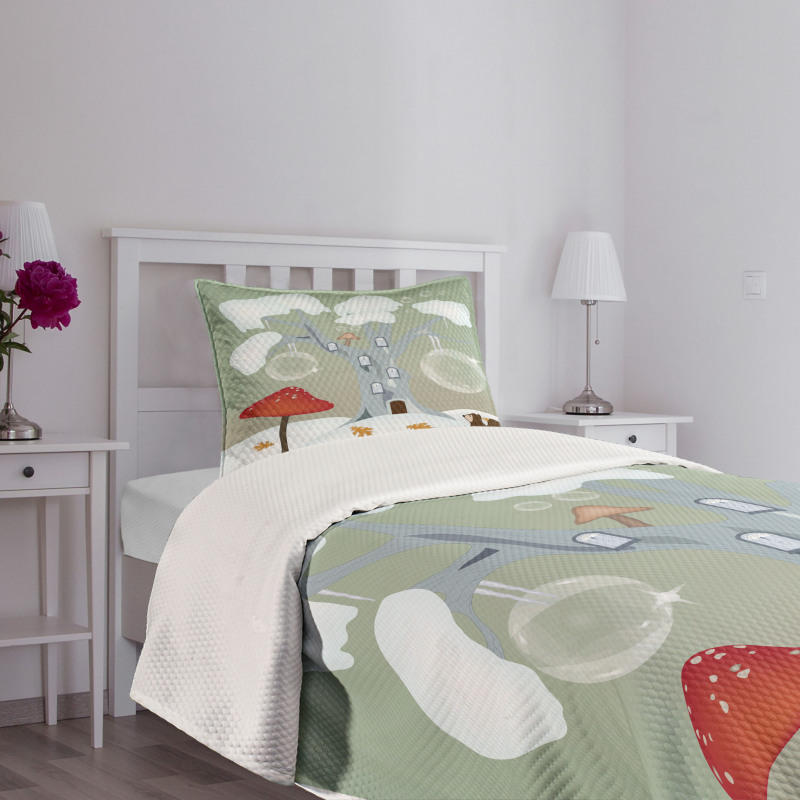 Amanita Muscaria Mushroom Bedspread Set