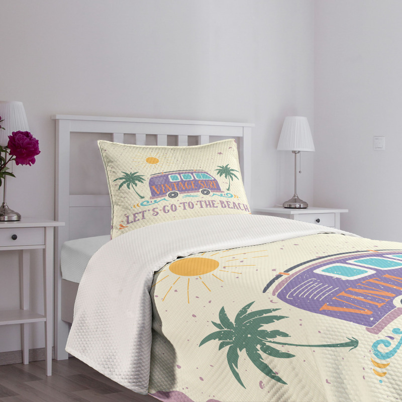 Grunge Beach Words Bedspread Set