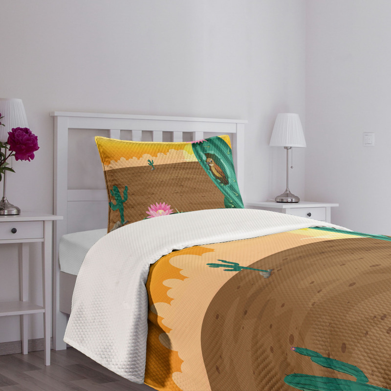 Desert Cactus and Bird Bedspread Set