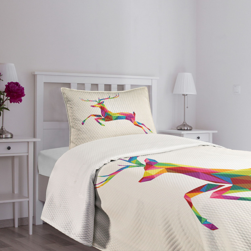 Colorful Fractal Deer Bedspread Set