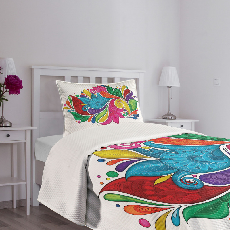 Vibrant Colorful Leaves Bedspread Set