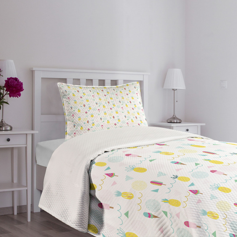 Ice Cream Pineapple Bedspread Set