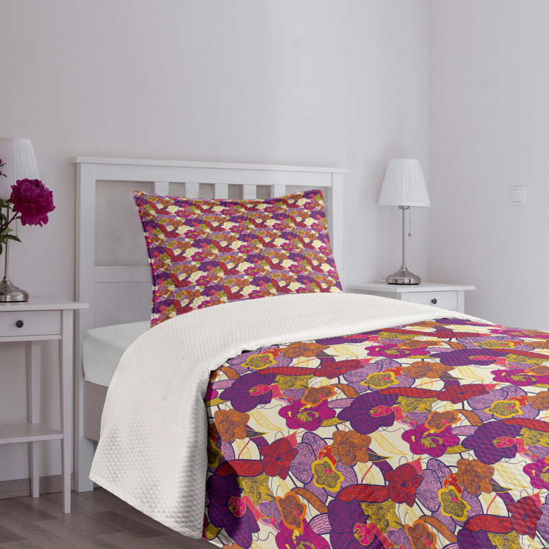 Vibrant Vintage Orchid Bedspread Set