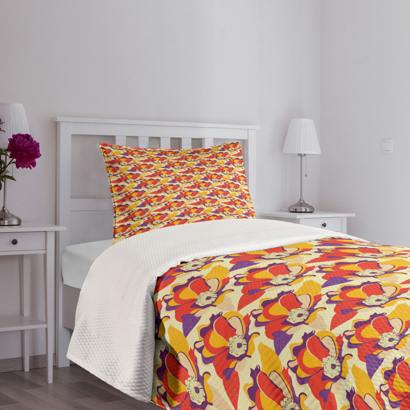 Colorful Poppy Garden Bedspread Set