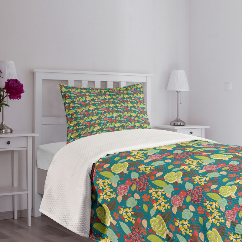 Colorful Bedding Plants Bedspread Set