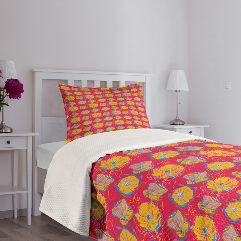 Aquarelle Flower Pattern Bedspread Set