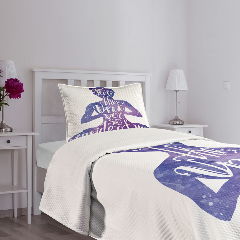 Female Silhouette Words Bedspread Set