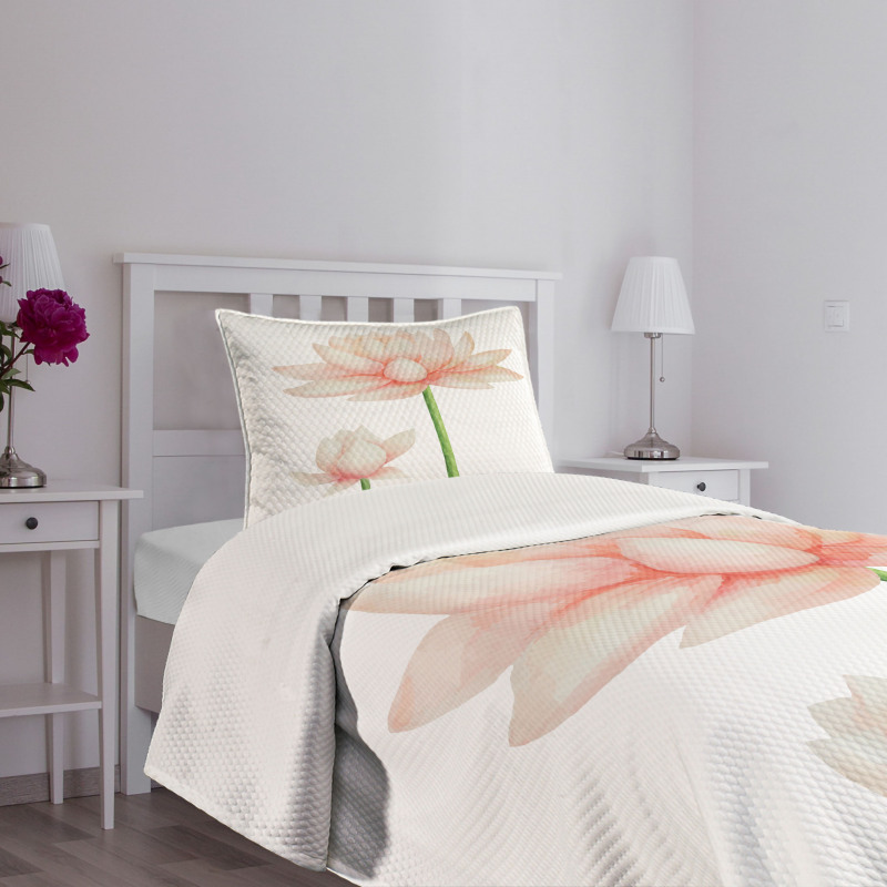 Pastel Blooming Lotus Bedspread Set