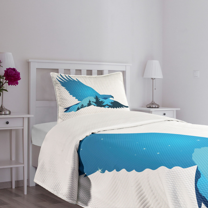 Bird Silhouette Design Bedspread Set