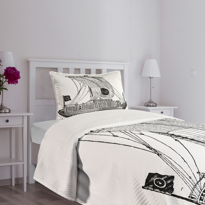 Chinese Sailboat Bedspread Set