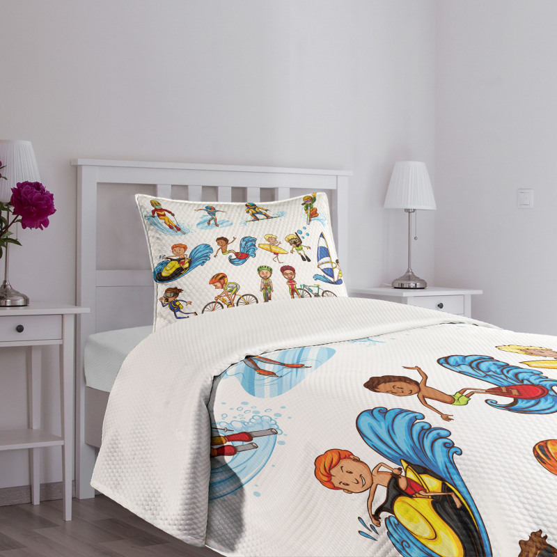 Surfing Cycling Bedspread Set