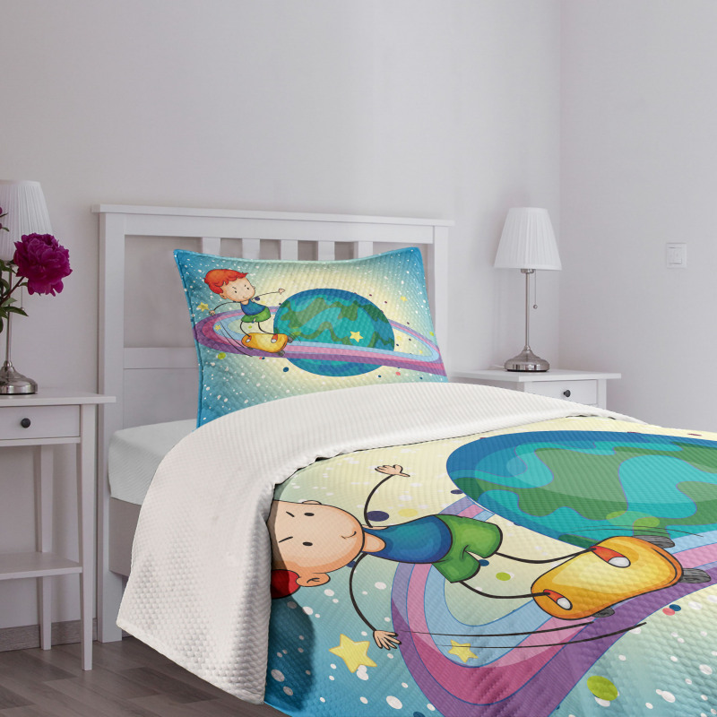 Skating Planet Ring Bedspread Set