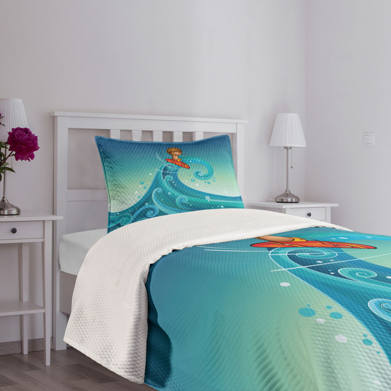 Surfing Baby Waves Bedspread Set