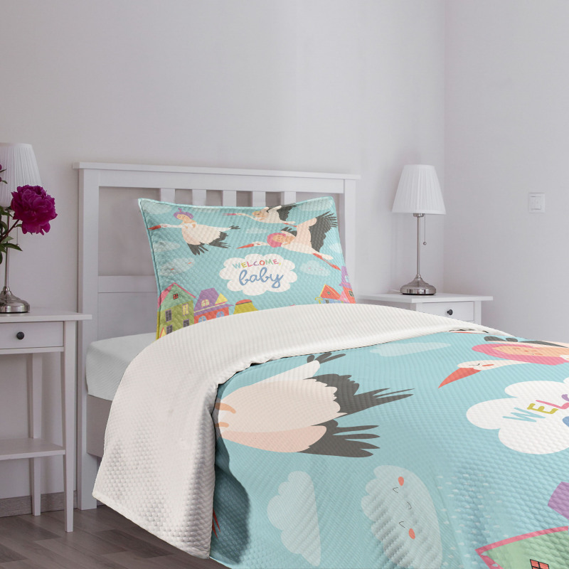 Cartoon Storks Bedspread Set