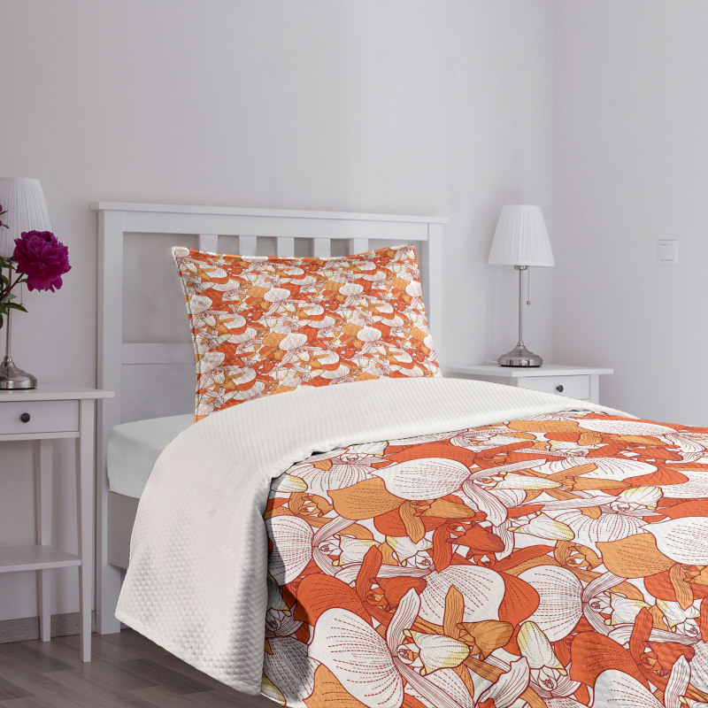 Retro Orchid Bouquet Bedspread Set