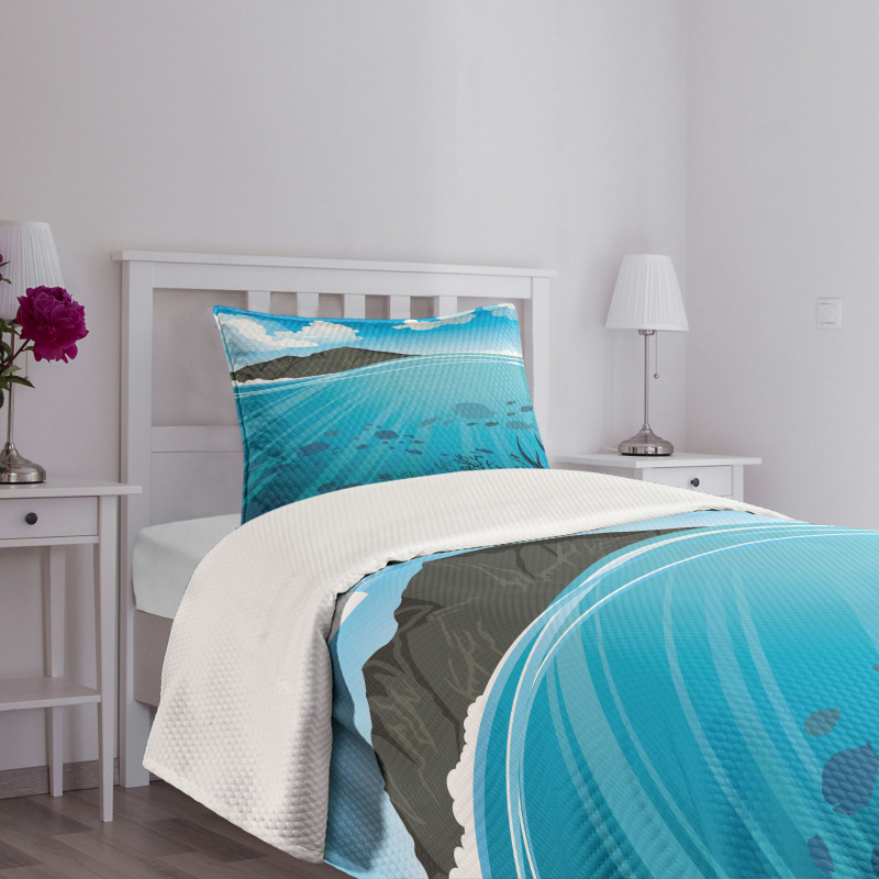 Fishes Sea Mountain Bedspread Set