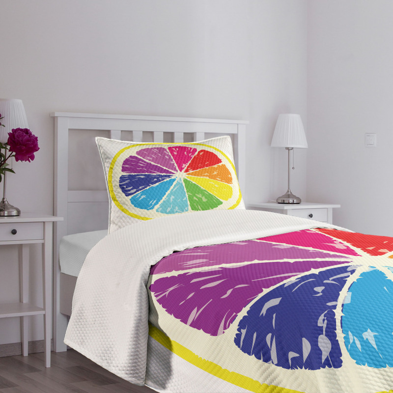 Rainbow Citrus Slice Bedspread Set