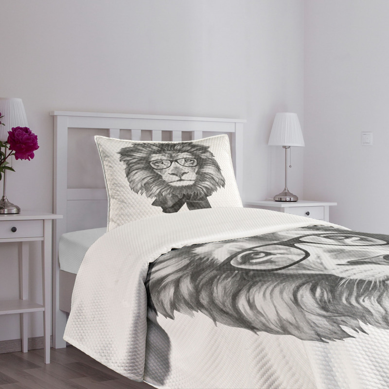 Hipster Animal in Glasses Bedspread Set