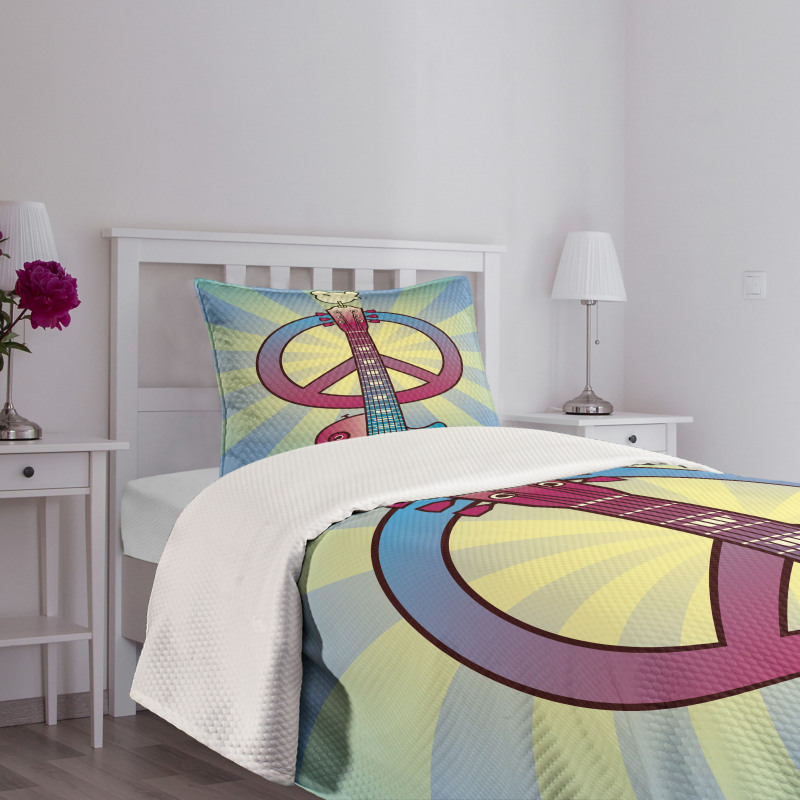 Woodstock Music Theme Bedspread Set