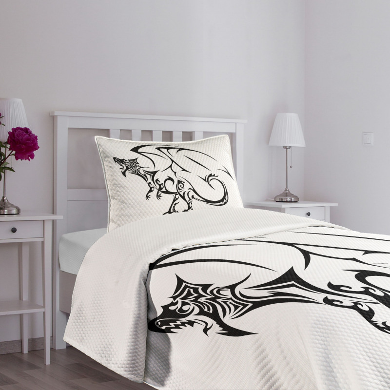 Tribal Dragon Sketch Bedspread Set