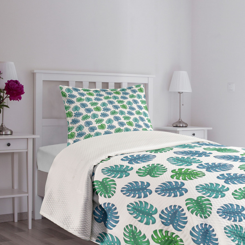 Monstera Leaf Flora Bedspread Set