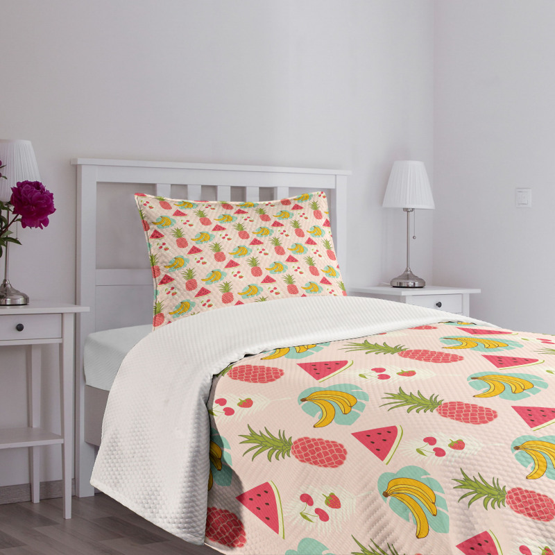 Colorful Summer Fruits Bedspread Set