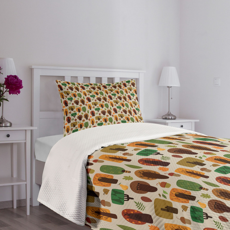 Defoliated Tree Leaves Bedspread Set